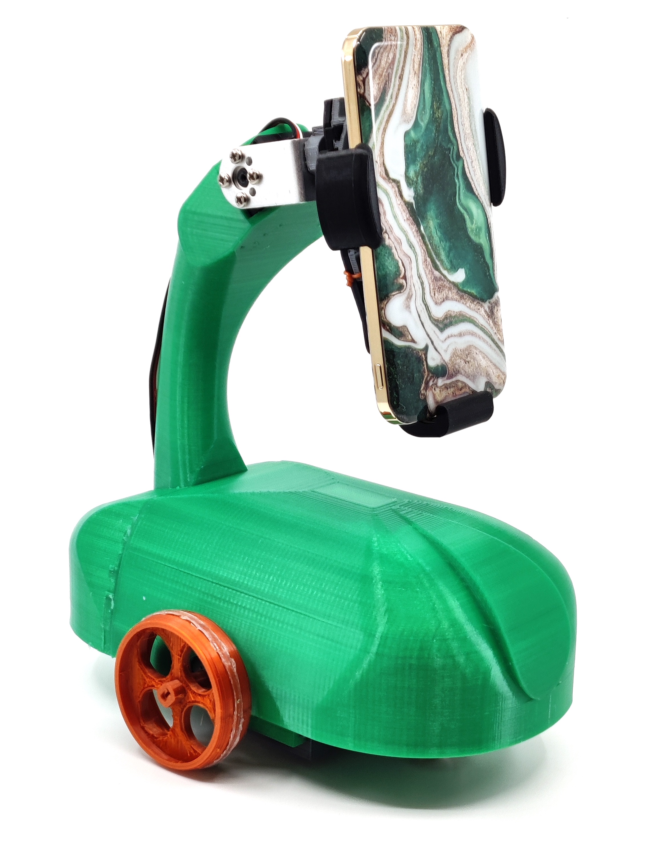 The green RemoteU tabletop telepresence robot
