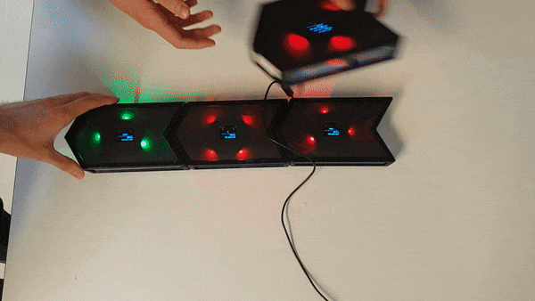 A gif showing the LEMEO blocks being flipped and combined to form a grammatically correct sentence